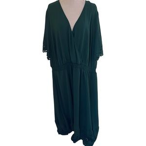 Bloomchic Forest Dark Green Cut Work Trim Surplice Aline Dress 28